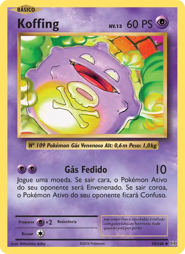 Carta Koffing, número 50/108 da coleção Evoluções