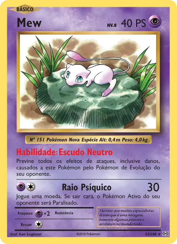 Carta Mew, número 53/108 da coleção Evoluções