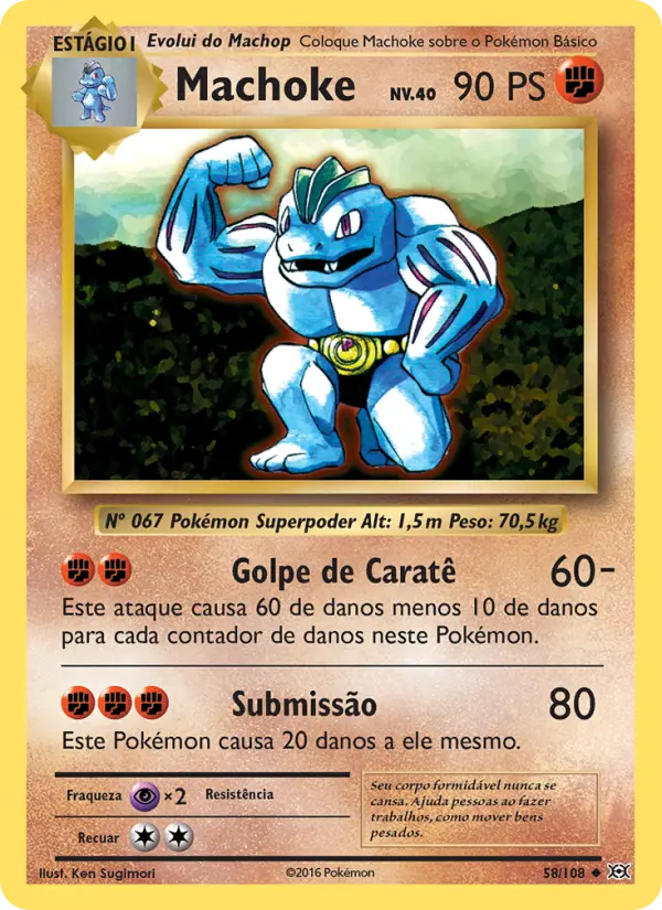 Carta Machoke, número 58/108 da coleção Evoluções