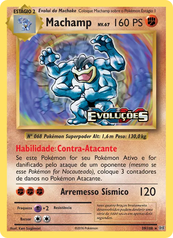 Carta Machamp, número 59/108 da coleção Evoluções