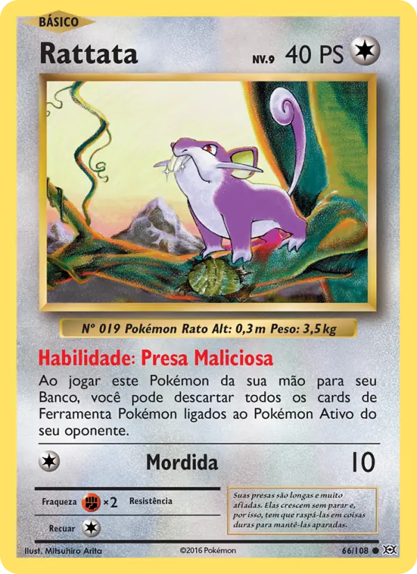 Carta Rattata, número 66/108 da coleção Evoluções