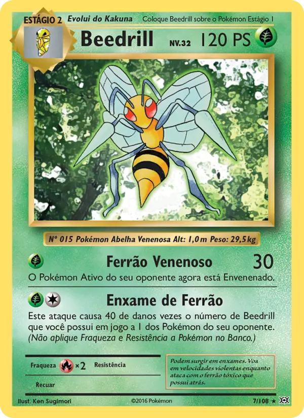 Carta Beedrill, número 7/108 da coleção Evoluções