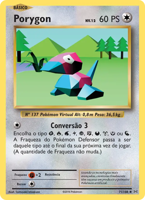 Carta Porygon, número 71/108 da coleção Evoluções