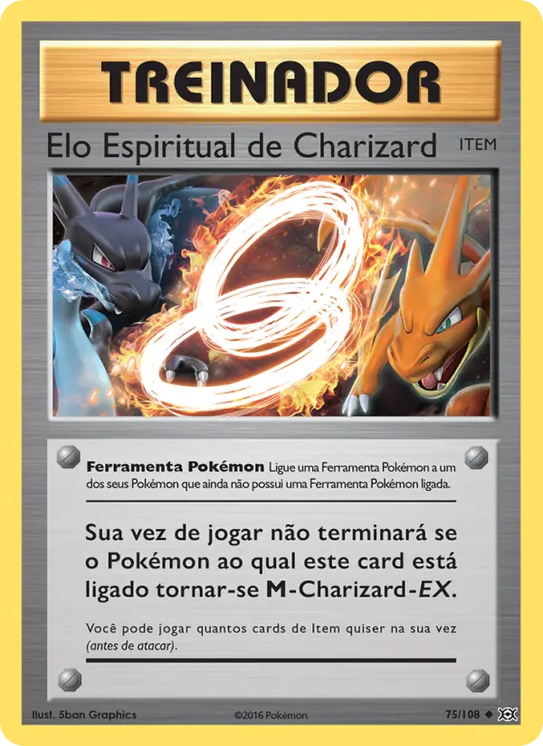 Carta Elo Espiritual de Charizard, número 75/108 da coleção Evoluções