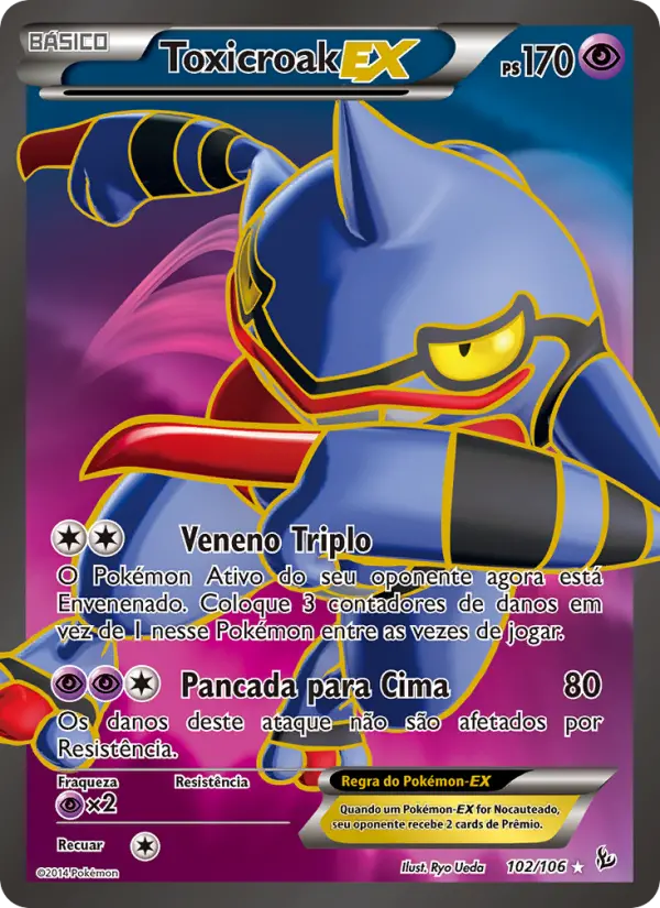 Carta Toxicroak EX, número 102/106 da coleção Flash de Fogo