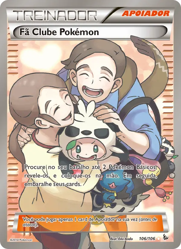 Carta Fã Clube Pokémon, número 106/106 da coleção Flash de Fogo
