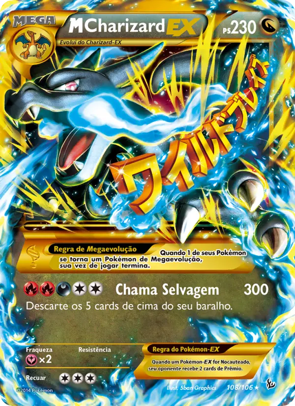 Carta M-Charizard EX, número 108/106 da coleção Flash de Fogo