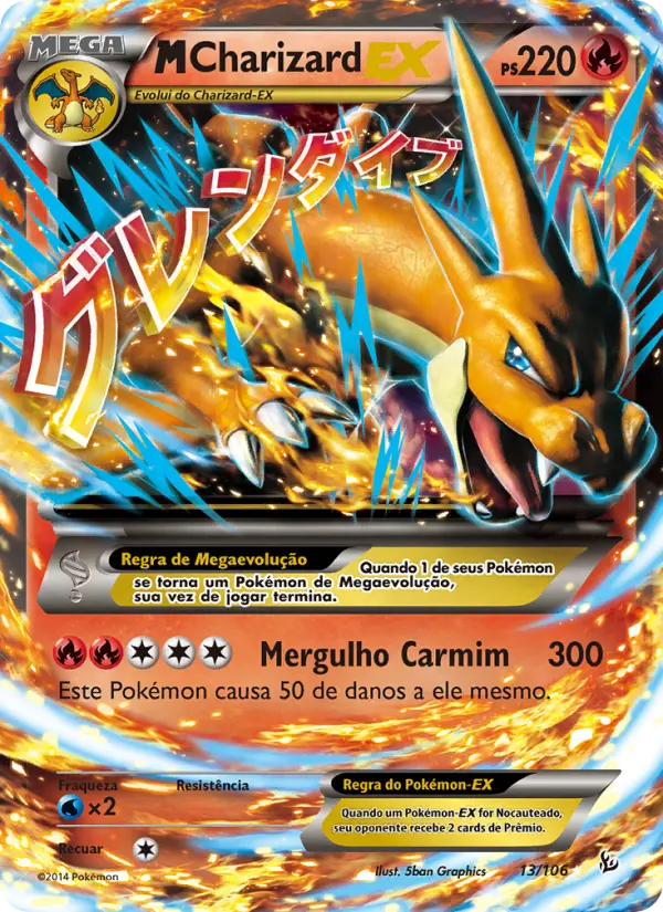 Carta M-Charizard EX, número 13/106 da coleção Flash de Fogo