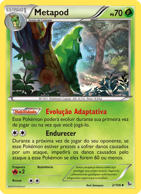 Carta Metapod, número 2/106 da coleção Flash de Fogo