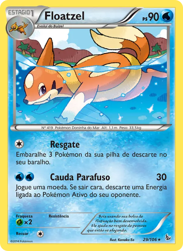 Carta Floatzel, número 29/106 da coleção Flash de Fogo