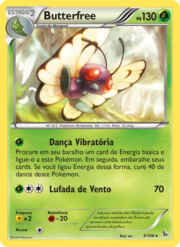 Carta Butterfree, número 3/106 da coleção Flash de Fogo
