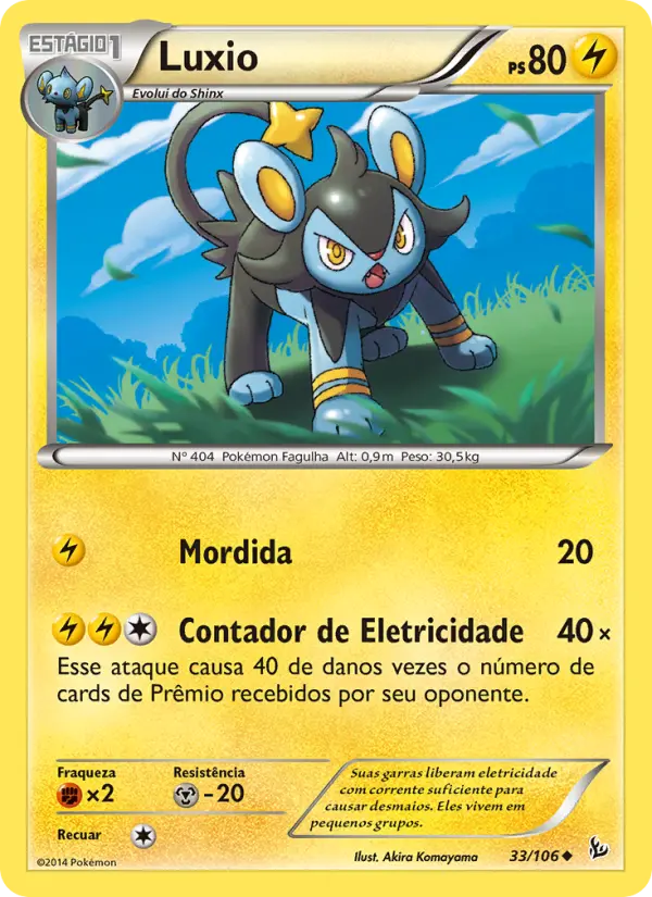 Carta Luxio, número 33/106 da coleção Flash de Fogo
