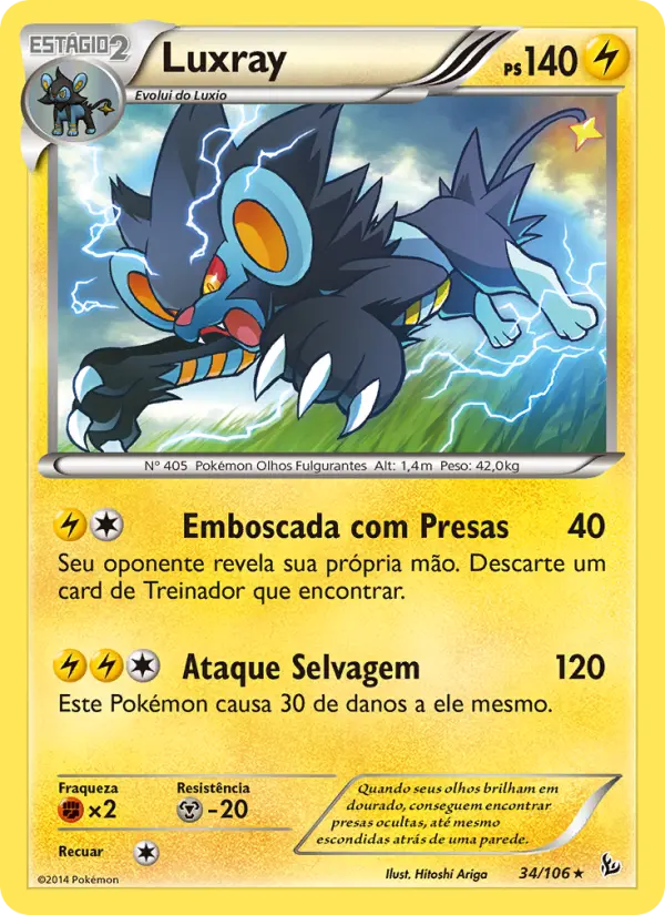 Carta Luxray, número 34/106 da coleção Flash de Fogo