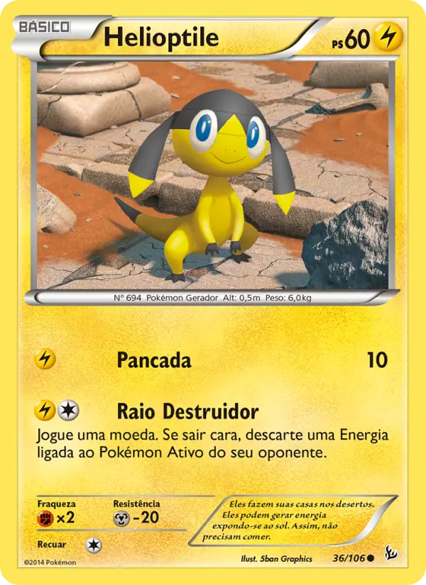Carta Helioptile, número 36/106 da coleção Flash de Fogo