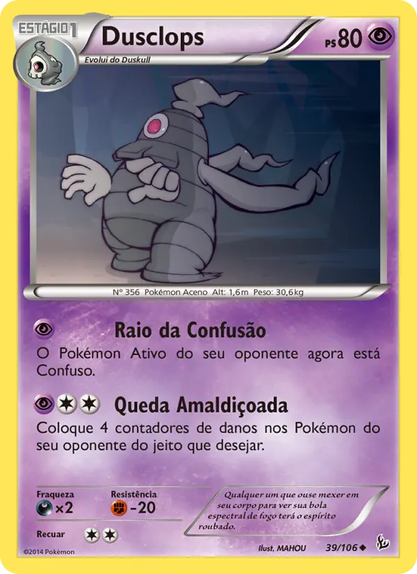 Carta Dusclops, número 39/106 da coleção Flash de Fogo