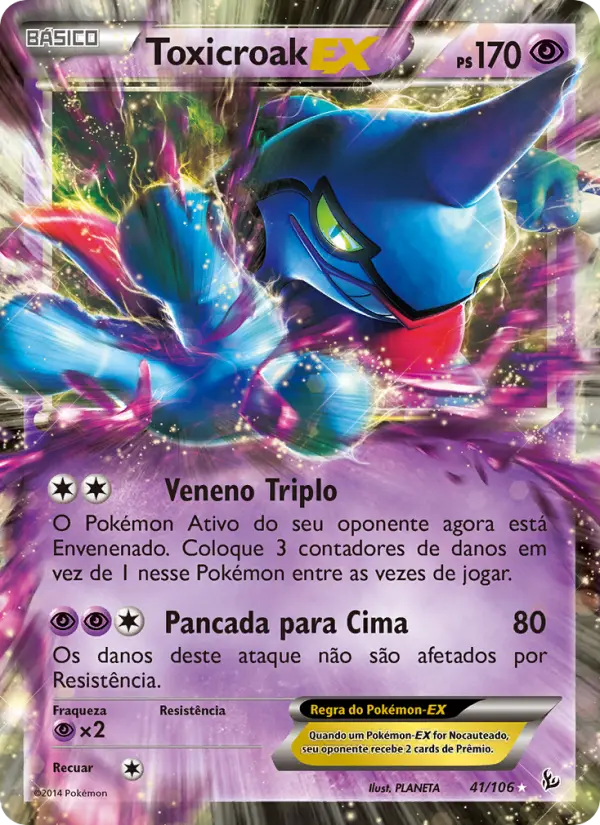 Carta Toxicroak EX, número 41/106 da coleção Flash de Fogo