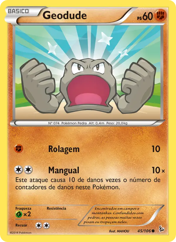 Carta Geodude, número 45/106 da coleção Flash de Fogo