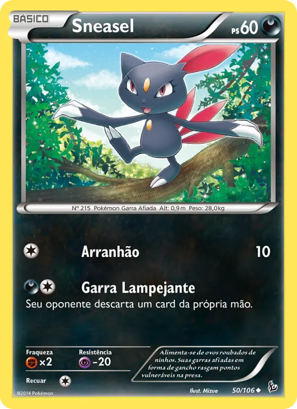 Carta Sneasel, número 50/106 da coleção Flash de Fogo