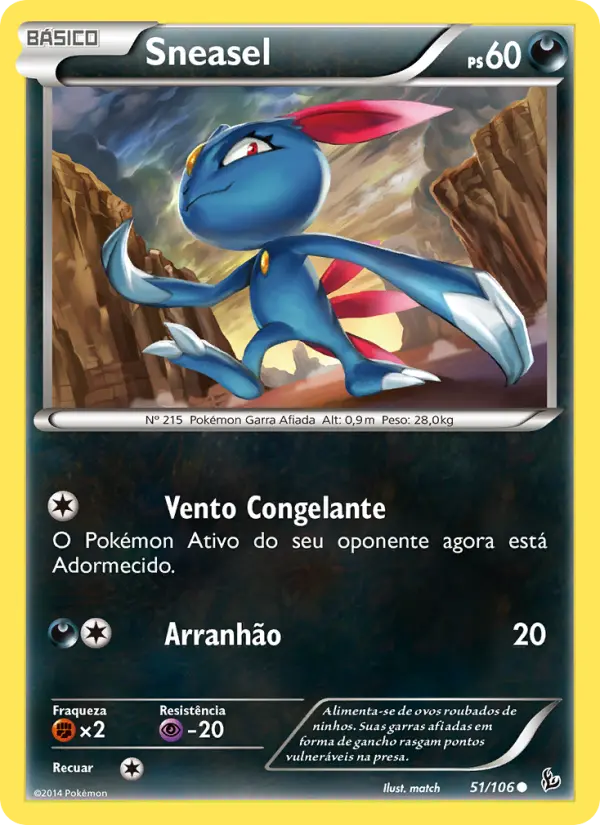Carta Sneasel, número 51/106 da coleção Flash de Fogo