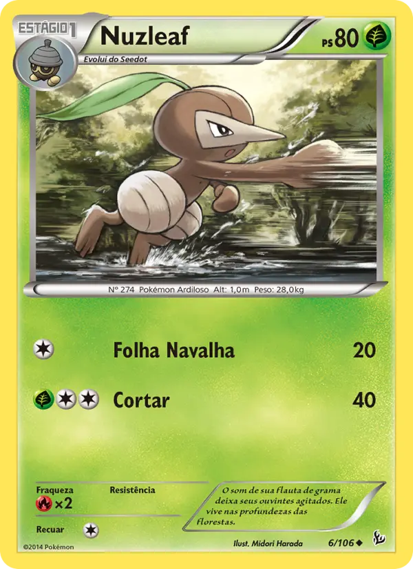 Carta Nuzleaf, número 6/106 da coleção Flash de Fogo