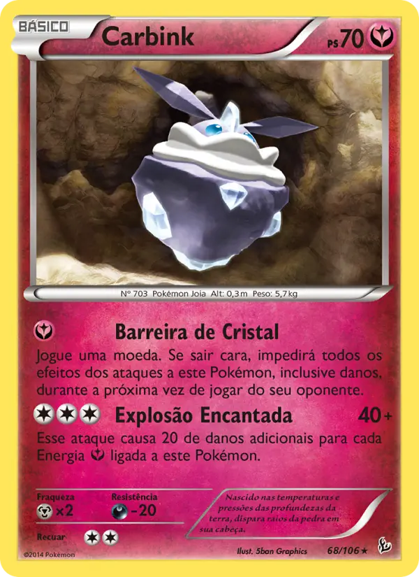 Carta Carbink, número 68/106 da coleção Flash de Fogo