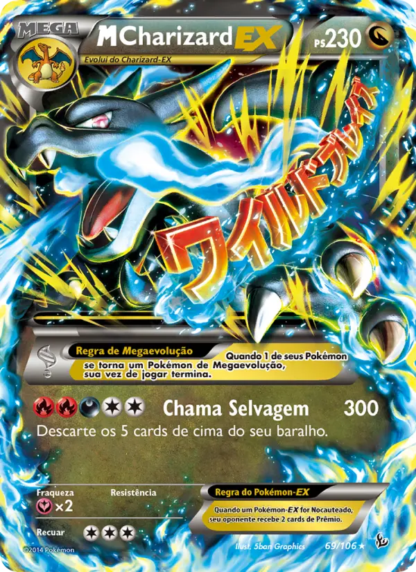 Carta M-Charizard EX, número 69/106 da coleção Flash de Fogo