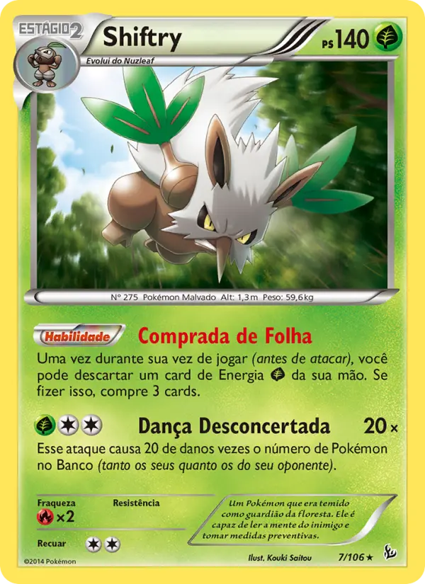 Carta Shiftry, número 7/106 da coleção Flash de Fogo