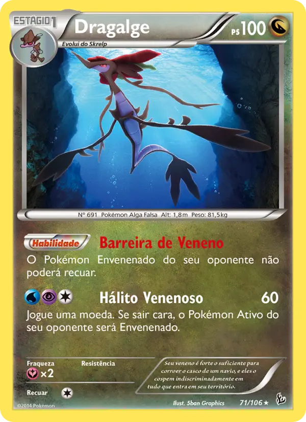 Carta Dragalge, número 71/106 da coleção Flash de Fogo