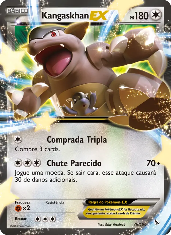 Carta Kangaskhan EX, número 78/106 da coleção Flash de Fogo
