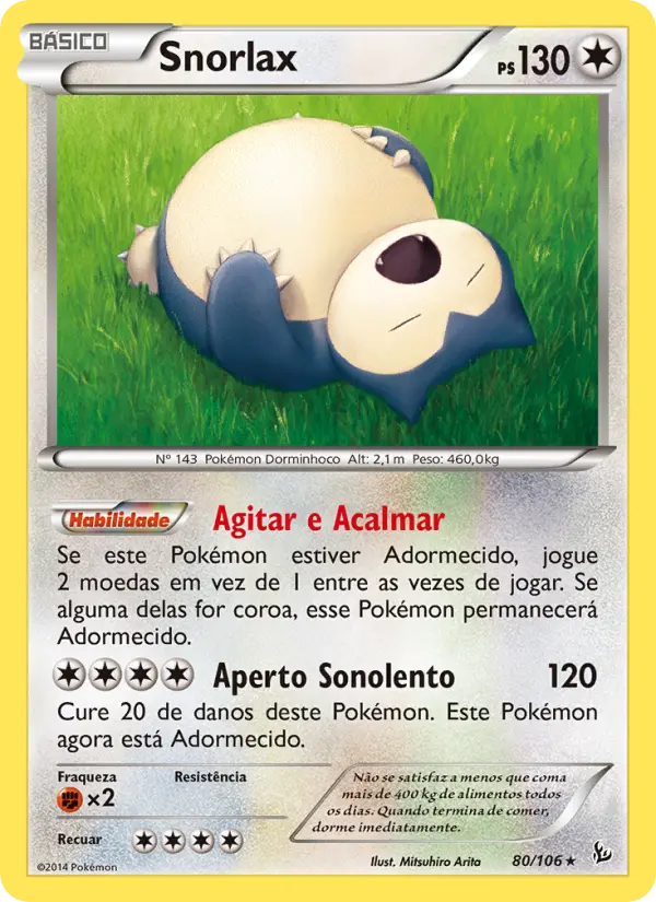 Carta Snorlax, número 80/106 da coleção Flash de Fogo
