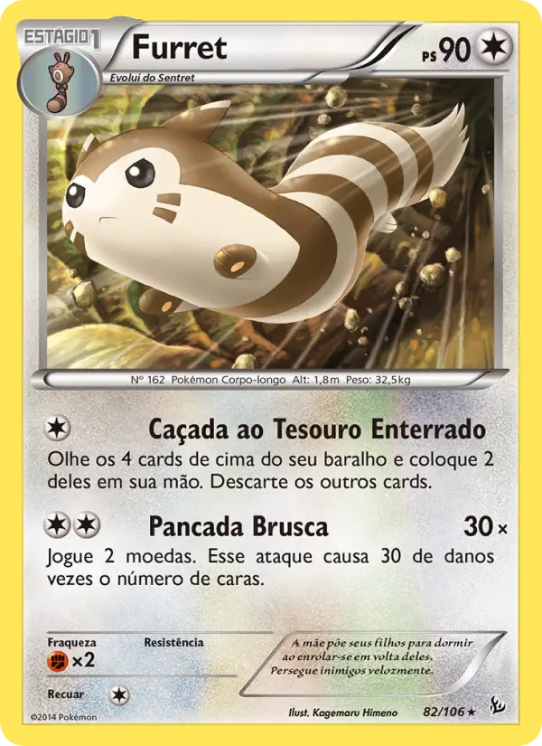 Carta Furret, número 82/106 da coleção Flash de Fogo