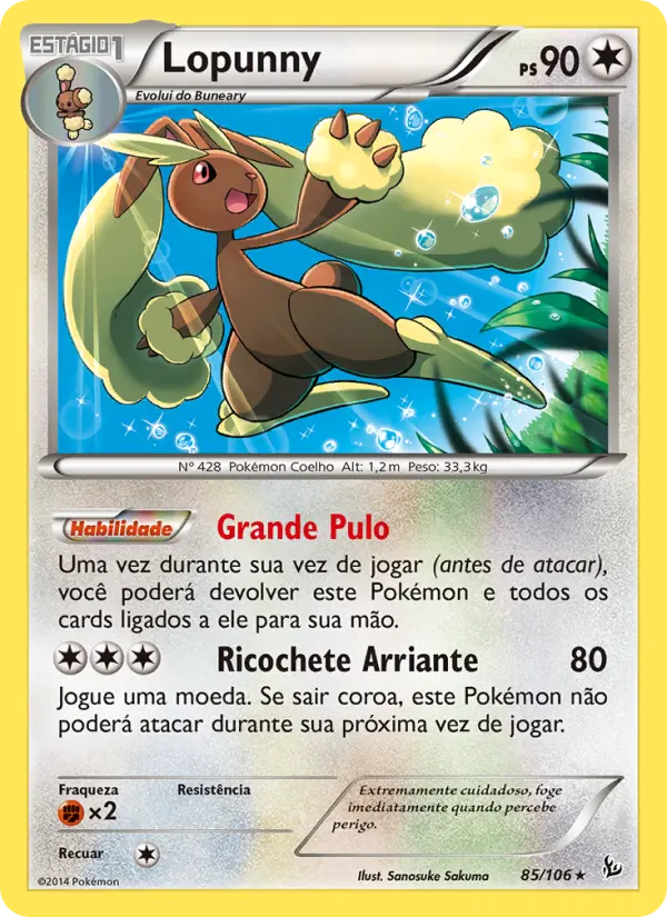 Carta Lopunny, número 85/106 da coleção Flash de Fogo