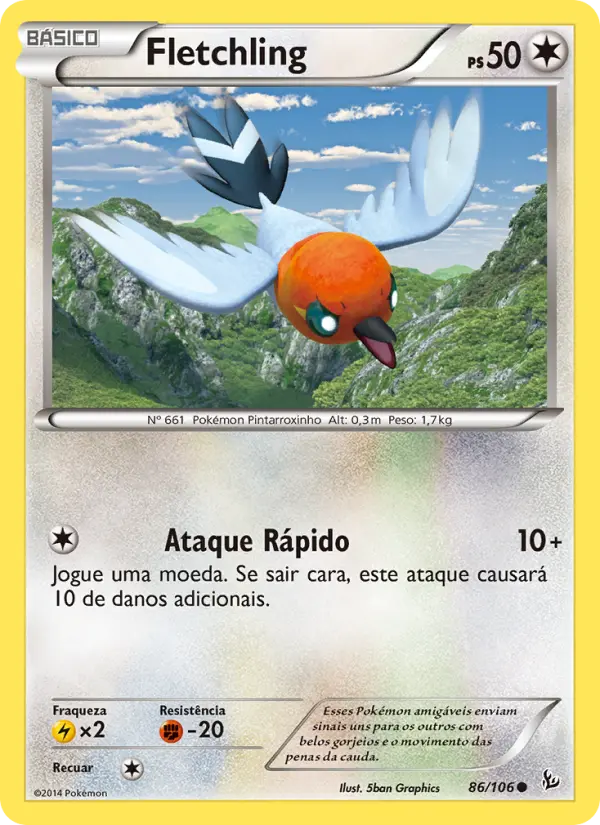 Carta Fletchling, número 86/106 da coleção Flash de Fogo