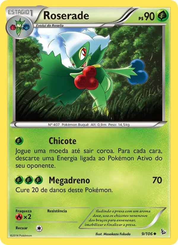 Carta Roserade, número 9/106 da coleção Flash de Fogo