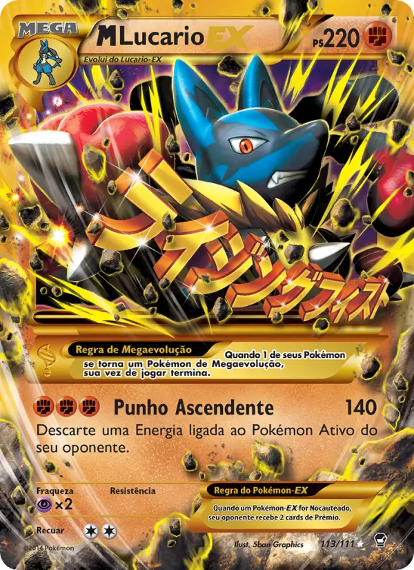 Carta M-Lucario EX, número 113/111 da coleção Punhos Furiosos