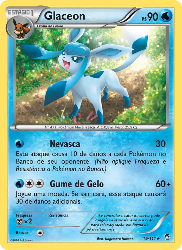 Carta Glaceon, número 19/111 da coleção Punhos Furiosos