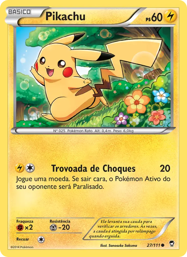 Carta Pikachu, número 27/111 da coleção Punhos Furiosos