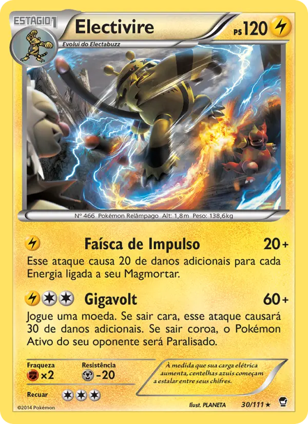 Carta Electivire, número 30/111 da coleção Punhos Furiosos