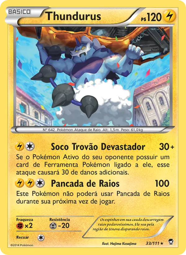 Carta Thundurus, número 33/111 da coleção Punhos Furiosos