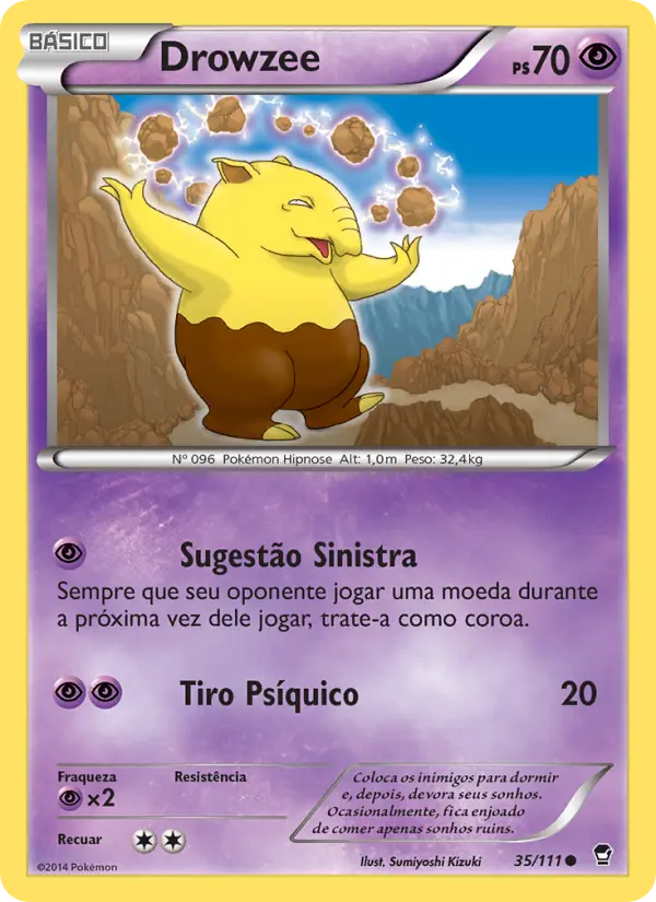 Carta Drowzee, número 35/111 da coleção Punhos Furiosos