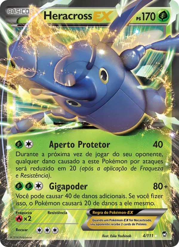 Carta Heracross EX, número 4/111 da coleção Punhos Furiosos