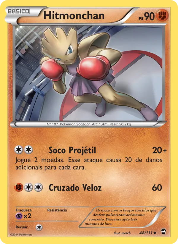Carta Hitmonchan, número 48/111 da coleção Punhos Furiosos