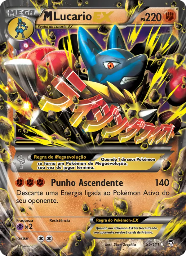 Carta M-Lucario EX, número 55/111 da coleção Punhos Furiosos