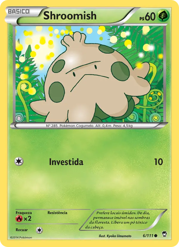 Carta Shroomish, número 6/111 da coleção Punhos Furiosos