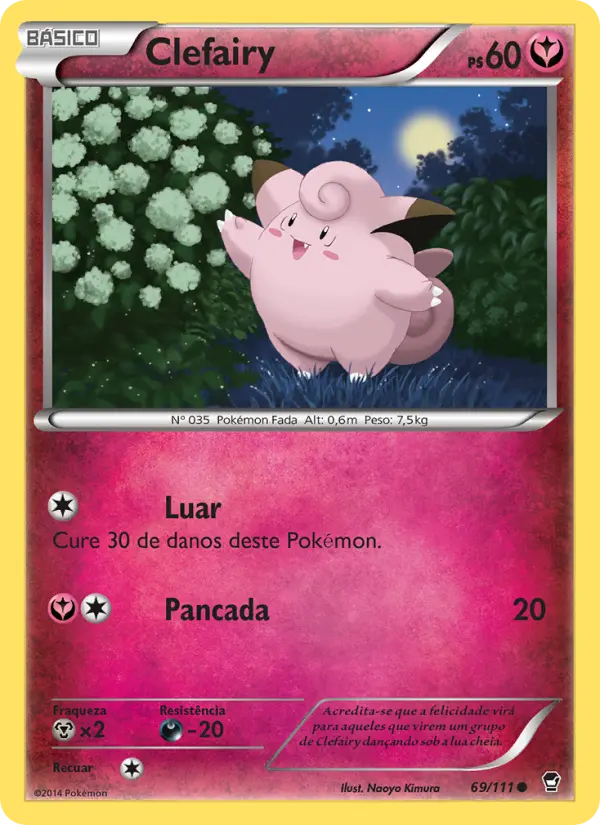 Carta Clefairy, número 69/111 da coleção Punhos Furiosos