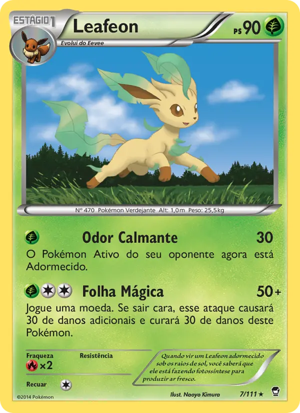 Carta Leafeon, número 7/111 da coleção Punhos Furiosos
