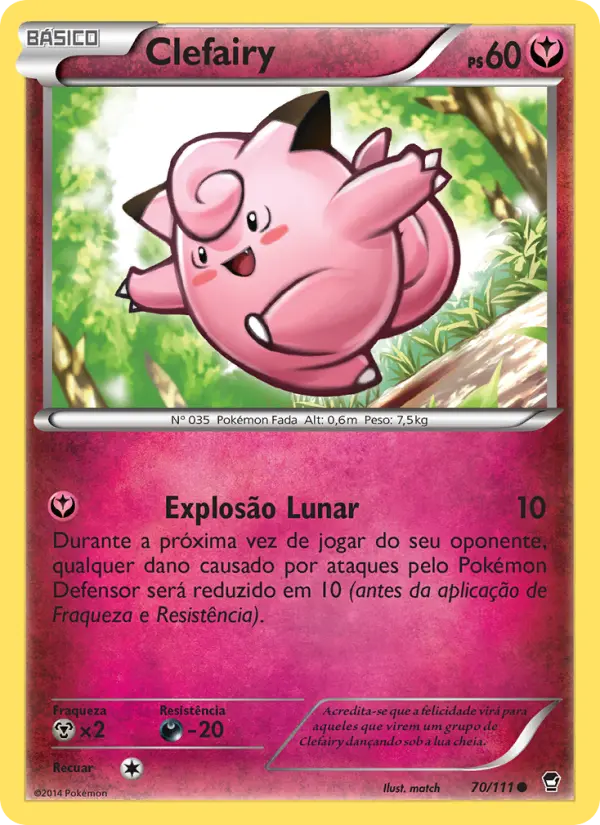 Carta Clefairy, número 70/111 da coleção Punhos Furiosos