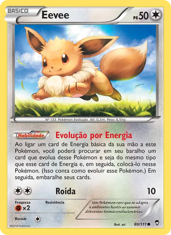 Carta Eevee, número 80/111 da coleção Punhos Furiosos