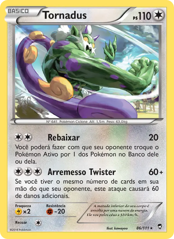 Carta Tornadus, número 86/111 da coleção Punhos Furiosos