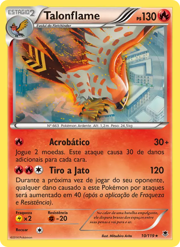 Carta Talonflame, número 10/119 da coleção Força Fantasma
